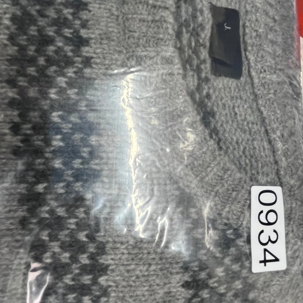J Crew‎ Men's Gray Fair Isle Knit Sweater Size L 100% Lambswool